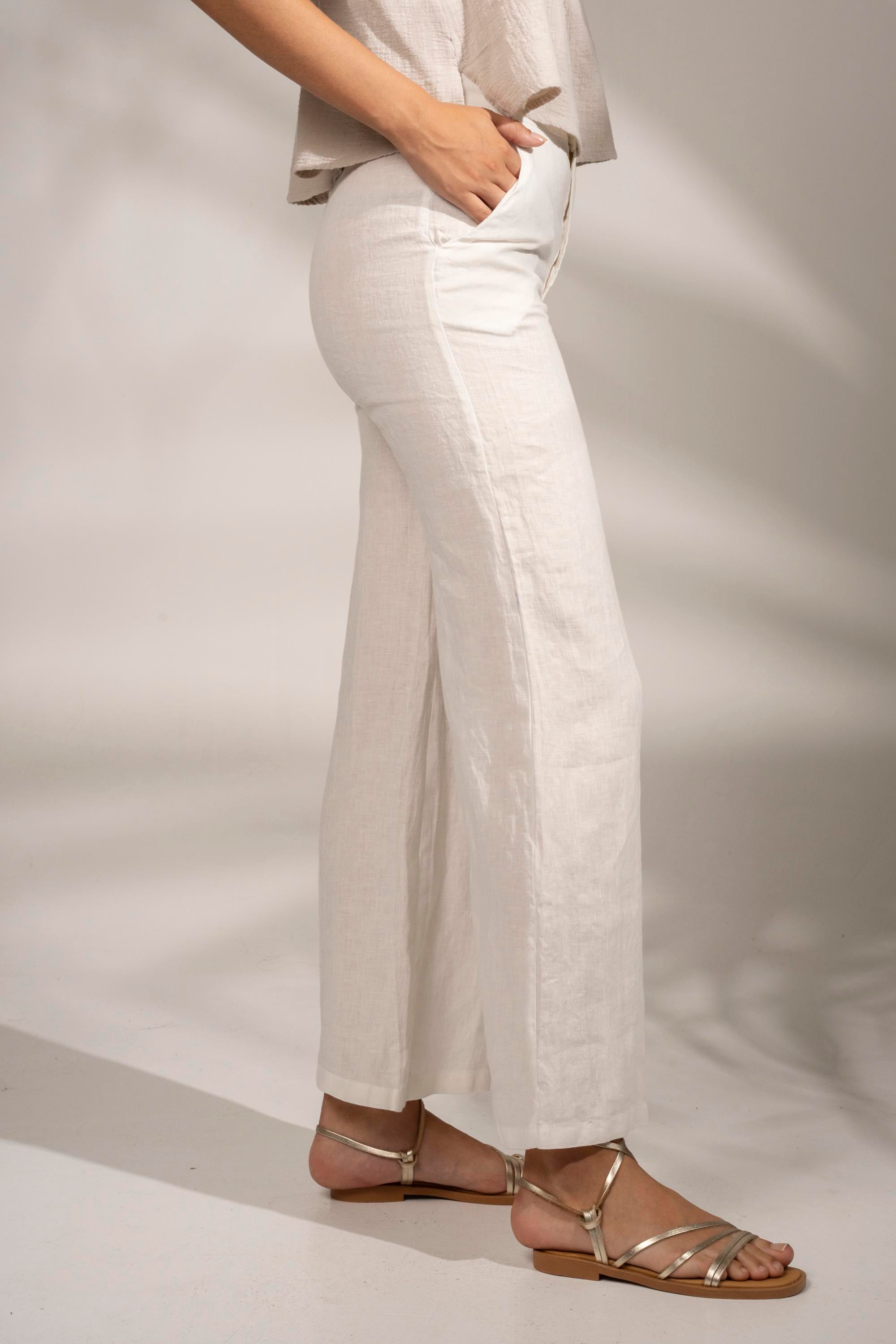Trousers high waist with embroidery Off White