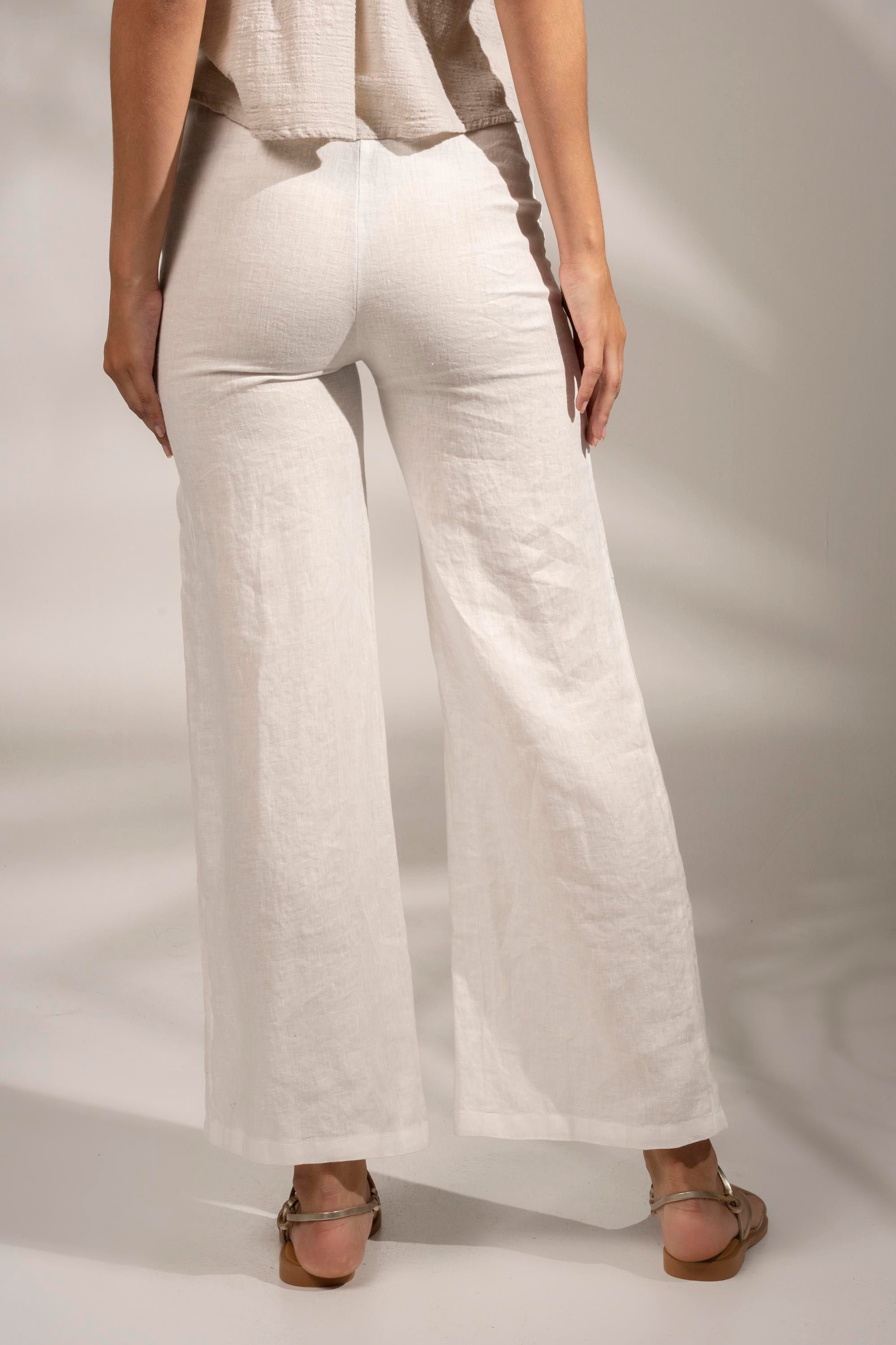 Trousers high waist with embroidery Off White
