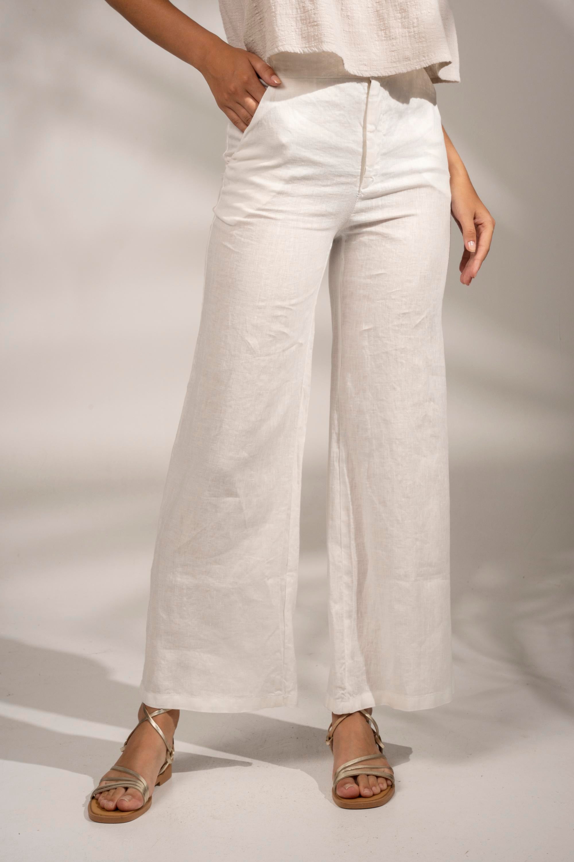Trousers high waist with embroidery Off White