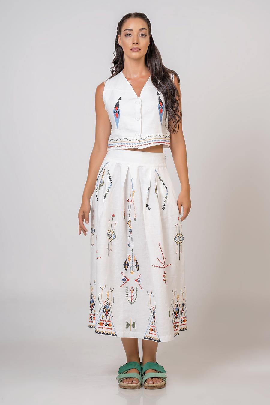 Vest with Embroidered Details White