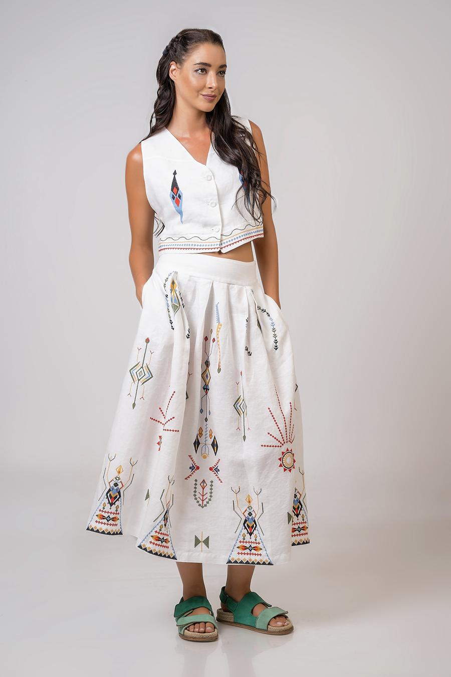 Vest with Embroidered Details White