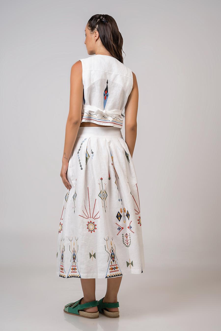 Vest with Embroidered Details White