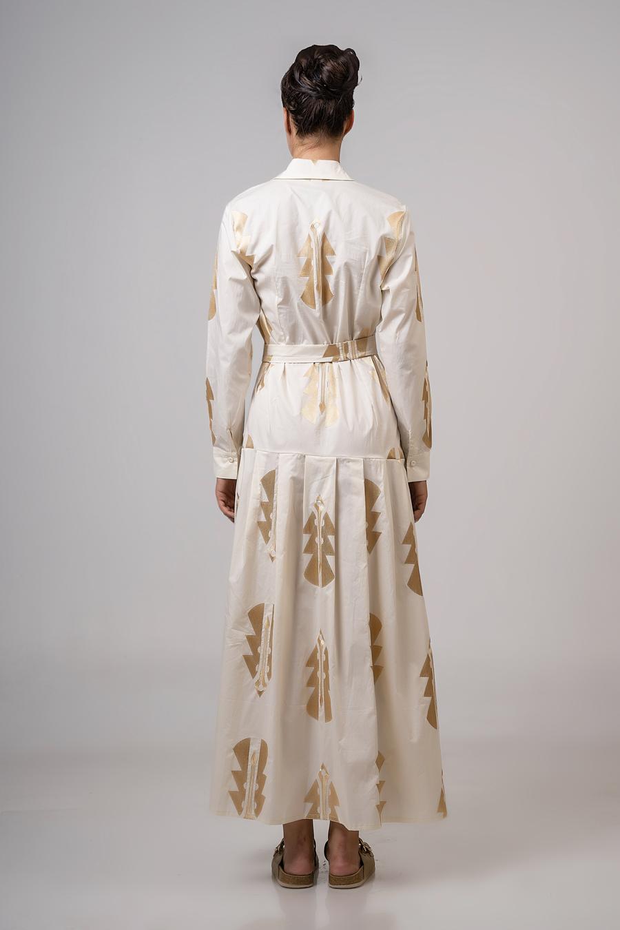 Midi embroidered tunic Vanilla - Gold