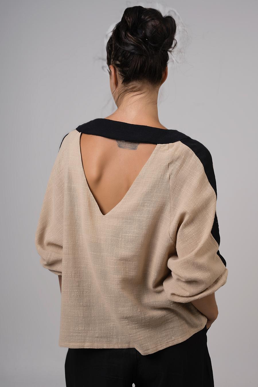 Blouse with 3/4 sleeves Stone White