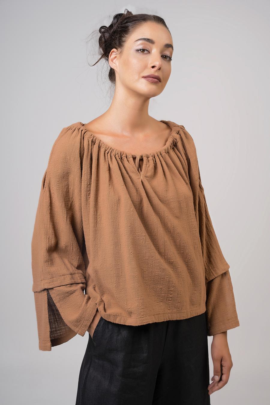 Blouse  and long sleeves Brown