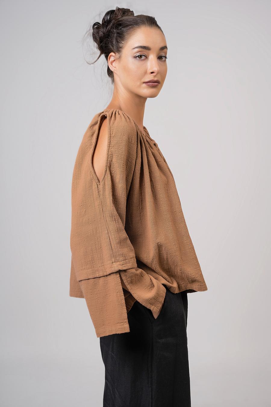 Blouse  and long sleeves Brown