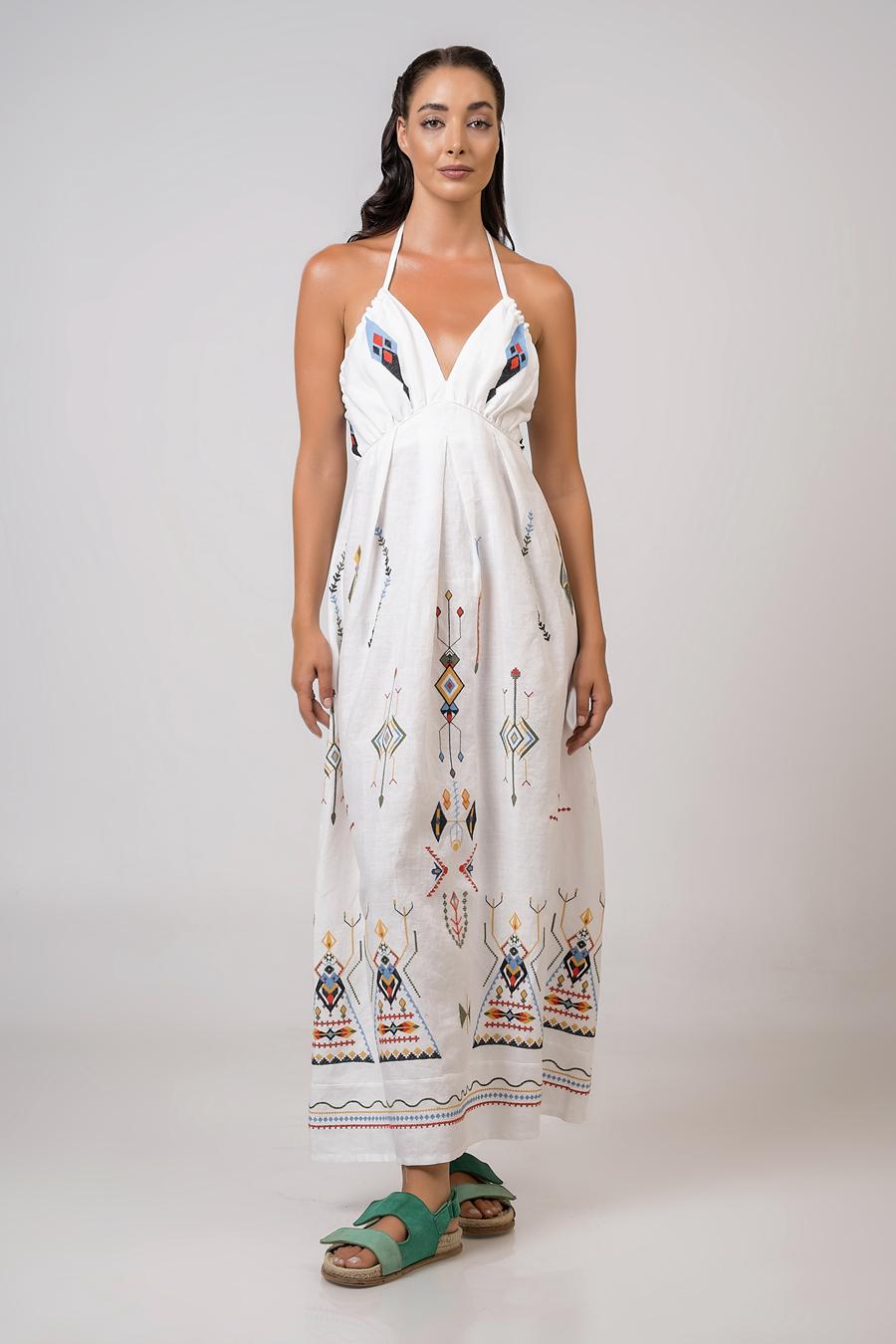 Halter maxi dress White