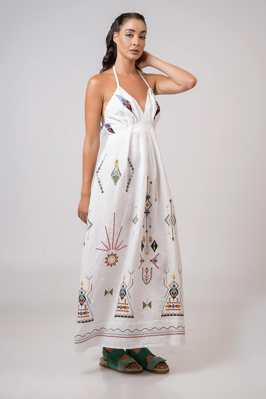 Halter maxi dress White