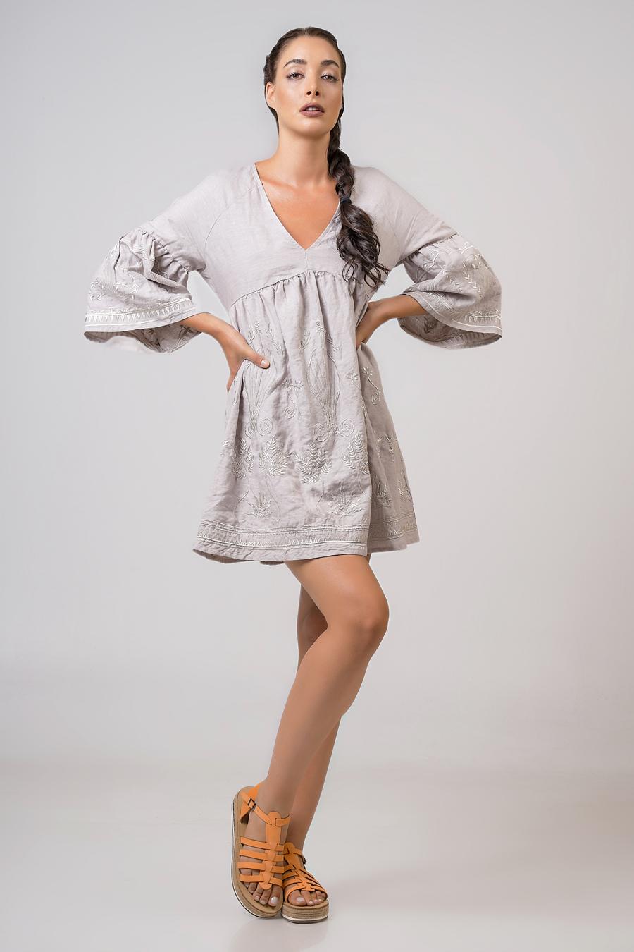 Short Dress with 3/4 sleeves Pouro - Silver