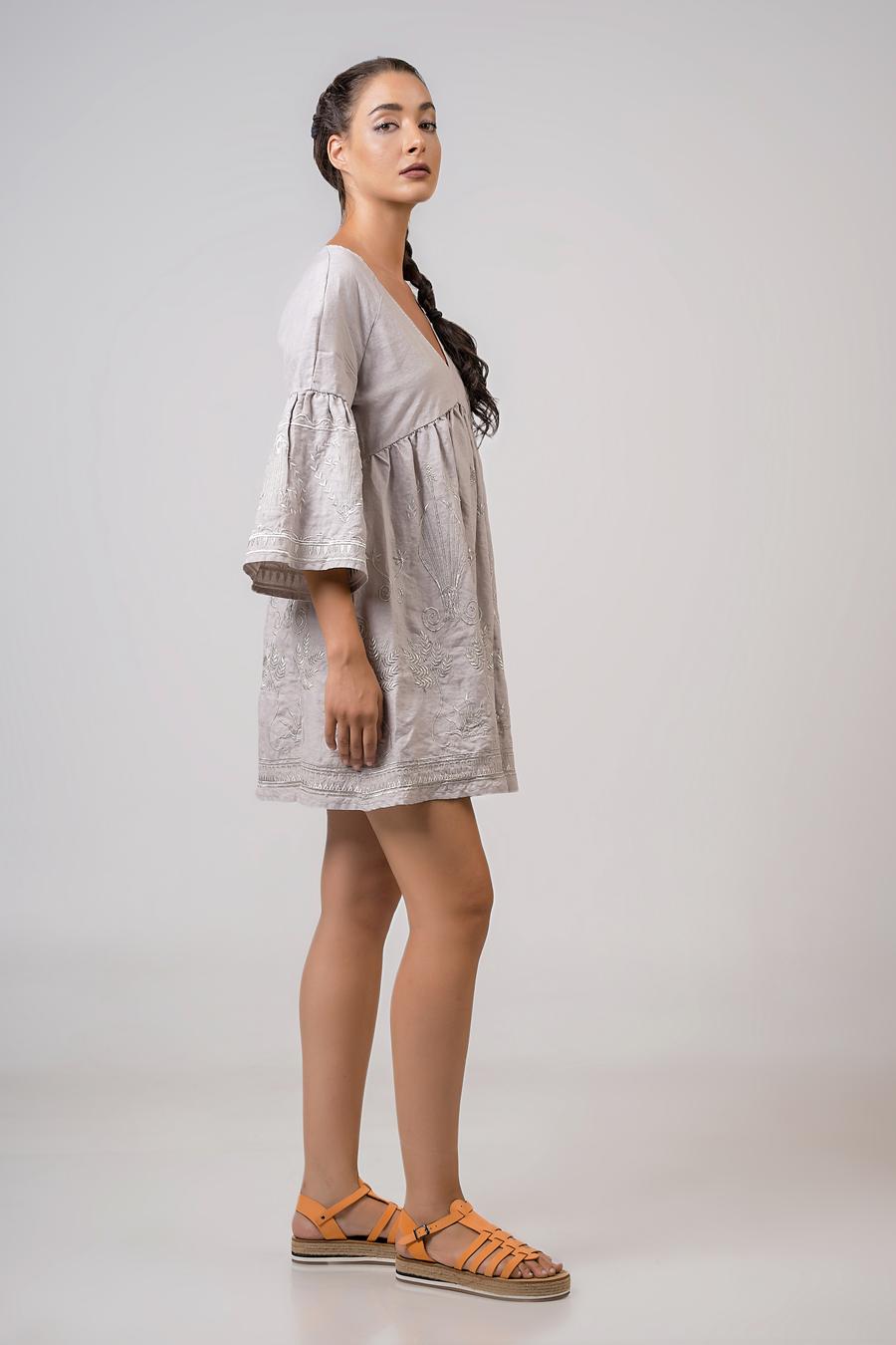 Short Dress with 3/4 sleeves Pouro - Silver