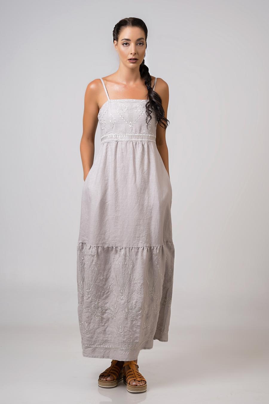 Dress maxi with sleeves Pouro - Silver