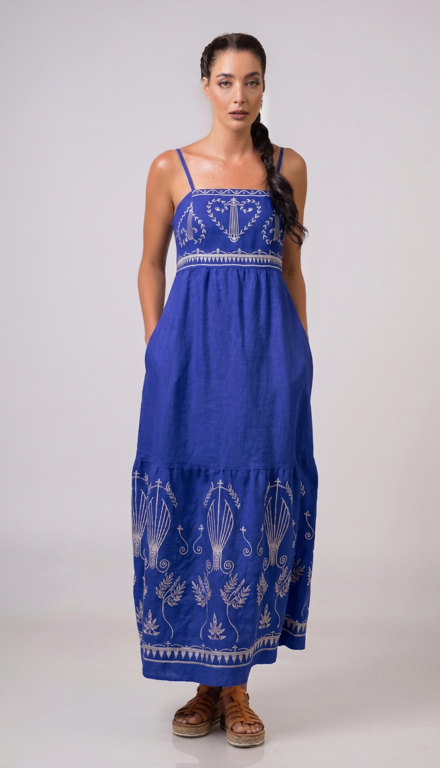Dress maxi with sleeves Indigo - Silver